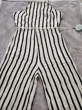 Forever 21 Black and White Striped Halter Jumpsuit